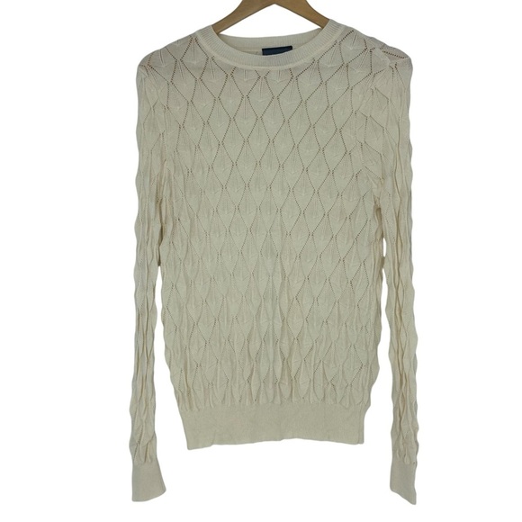 ModCloth Women Looking Lively Geometric Pattern Sweater Size S Ivory - Picture 3 of 13